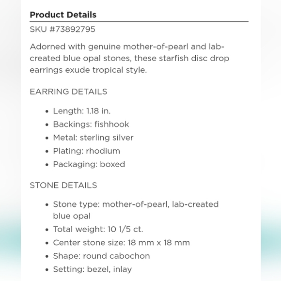 Mother of Pearl and Opal Sterling Silver Set - Starfish Design - Picture 9 of 9